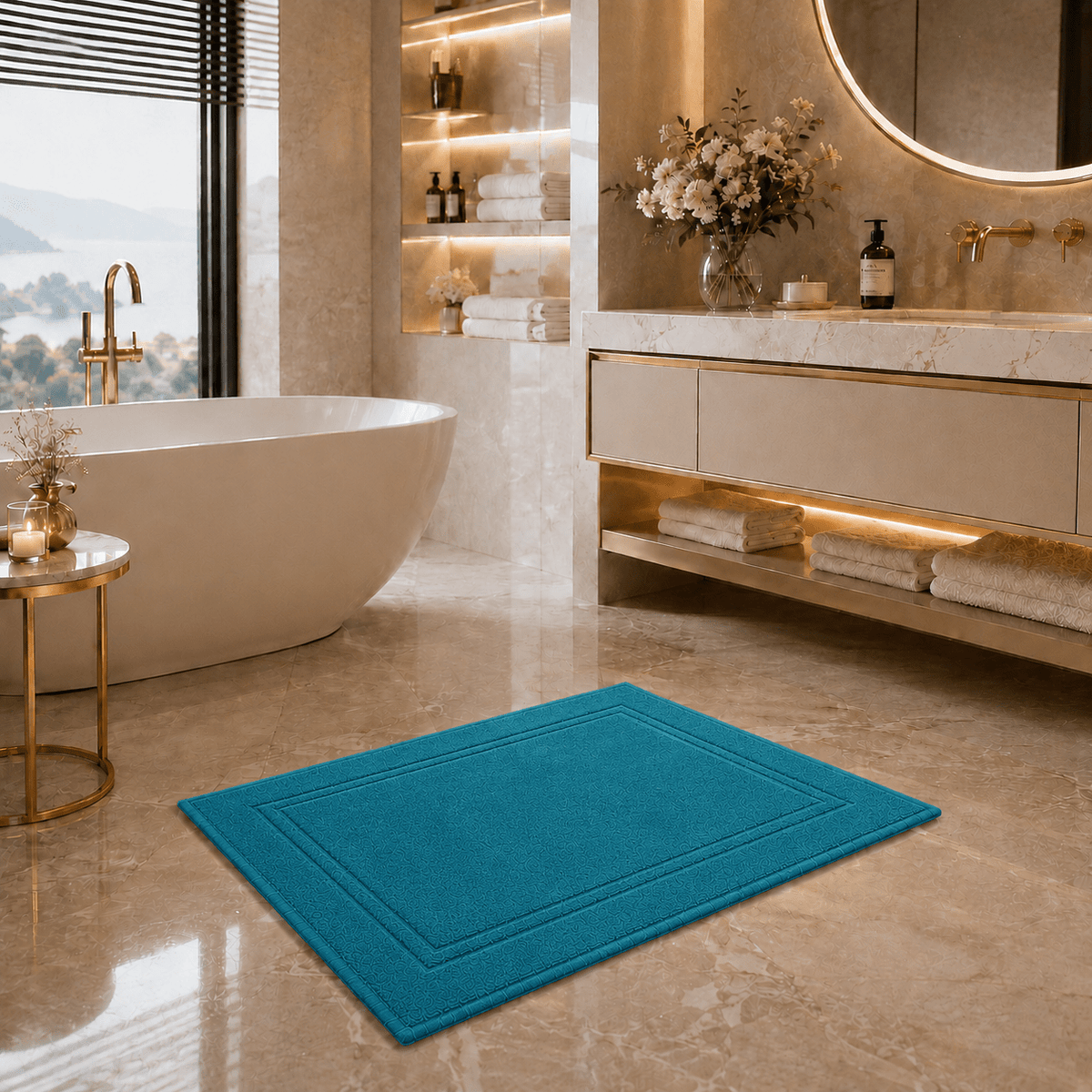 Badteppich türkis in Hotelqualität