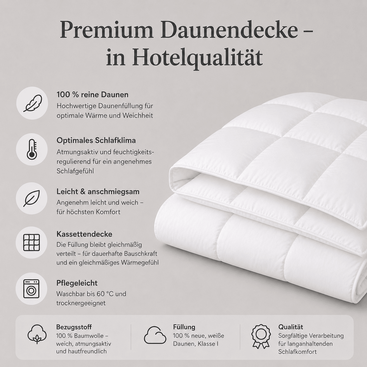 Daunendecke in Hotelqualität