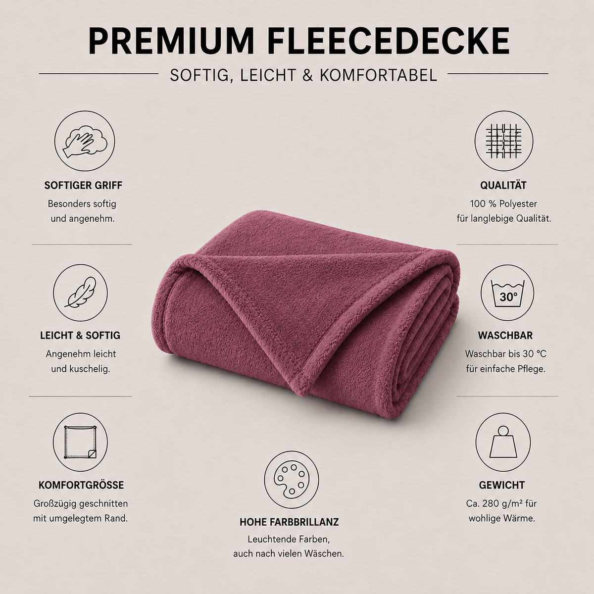 Fleecedecke und Kuscheldecke lila