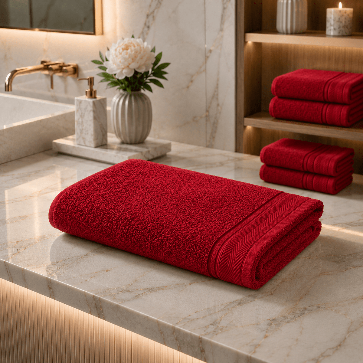 Handtuch 50x100 cm rot aus Baumwolle
