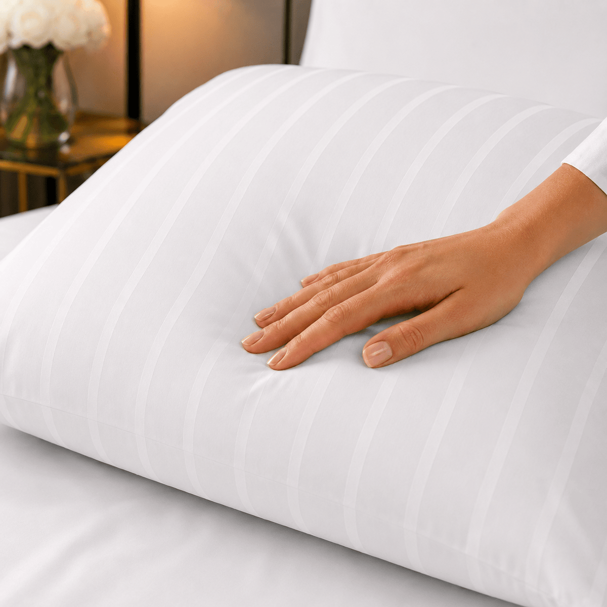 Luxus-Hotel-Kissenbezug weiß aus Mako-Satin-Baumwolle