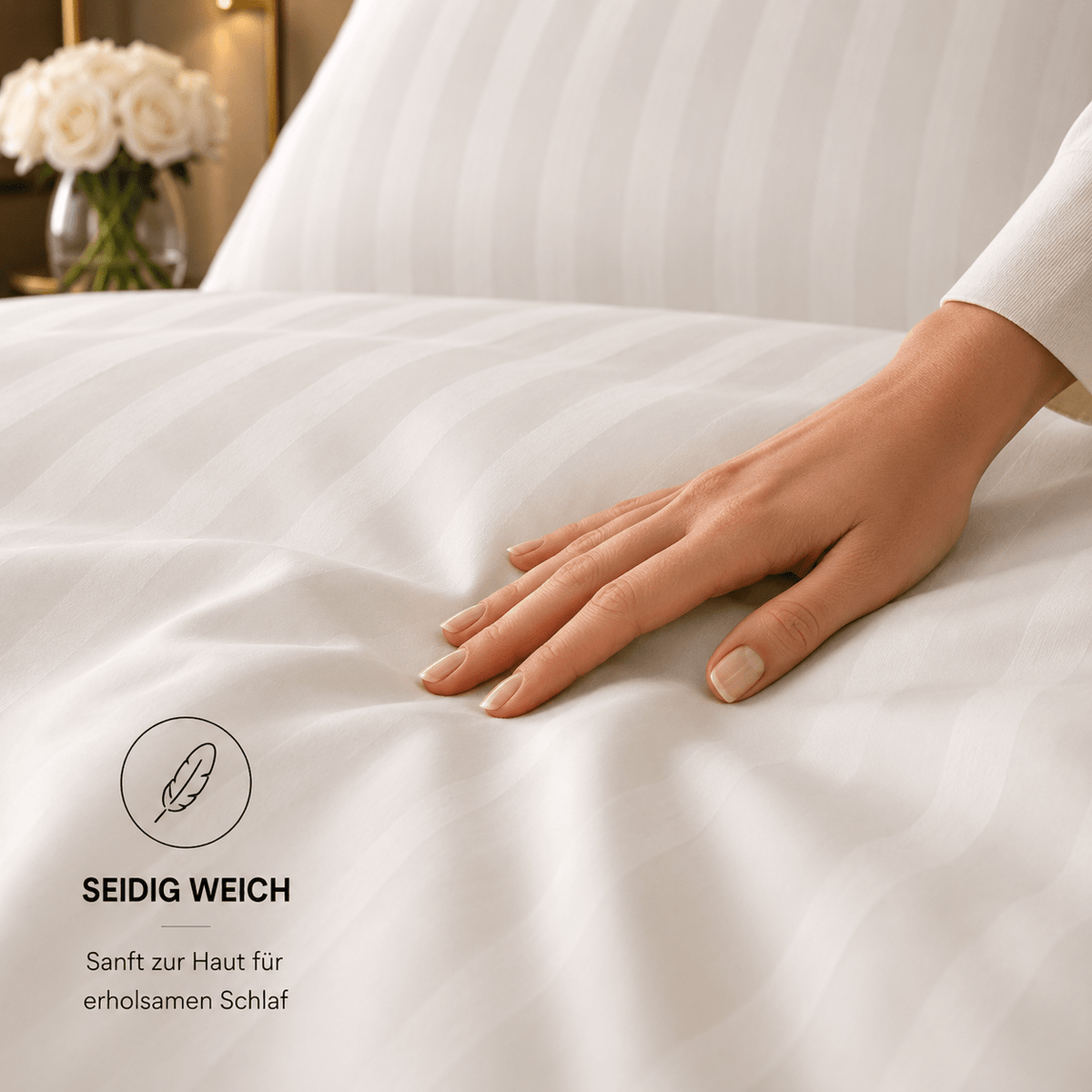 Hotelbettwäsche 140x200 grau aus Mako-Satin-Baumwolle mit seidigem Glanz