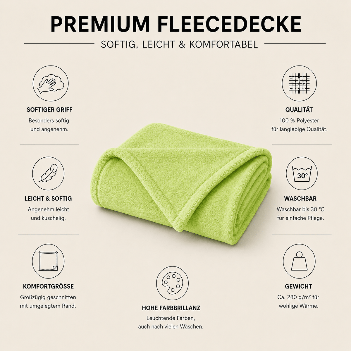 Kuscheldecke grün aus Fleece