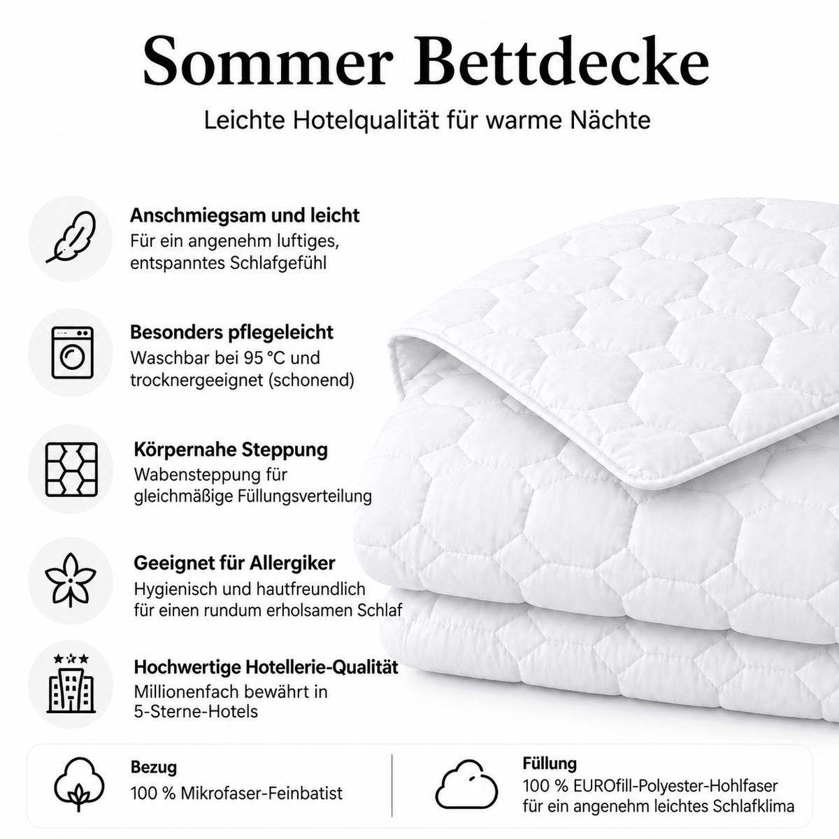 Sommer-Bettdecke mit Daunen