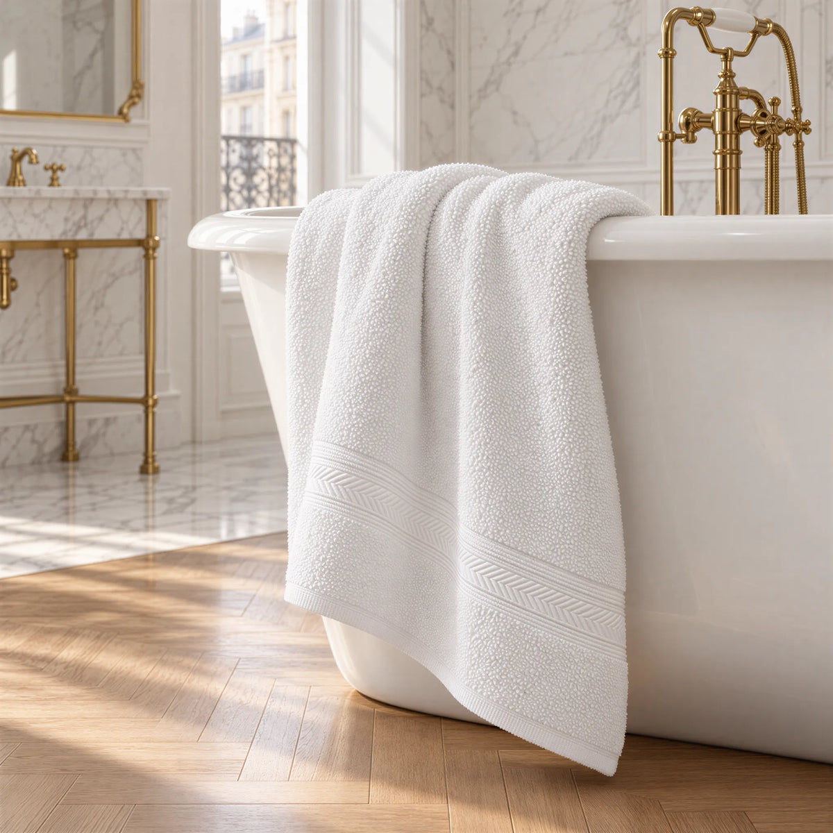 Badetuch Weiß aus Walkfrottee – Ambiente im Bad