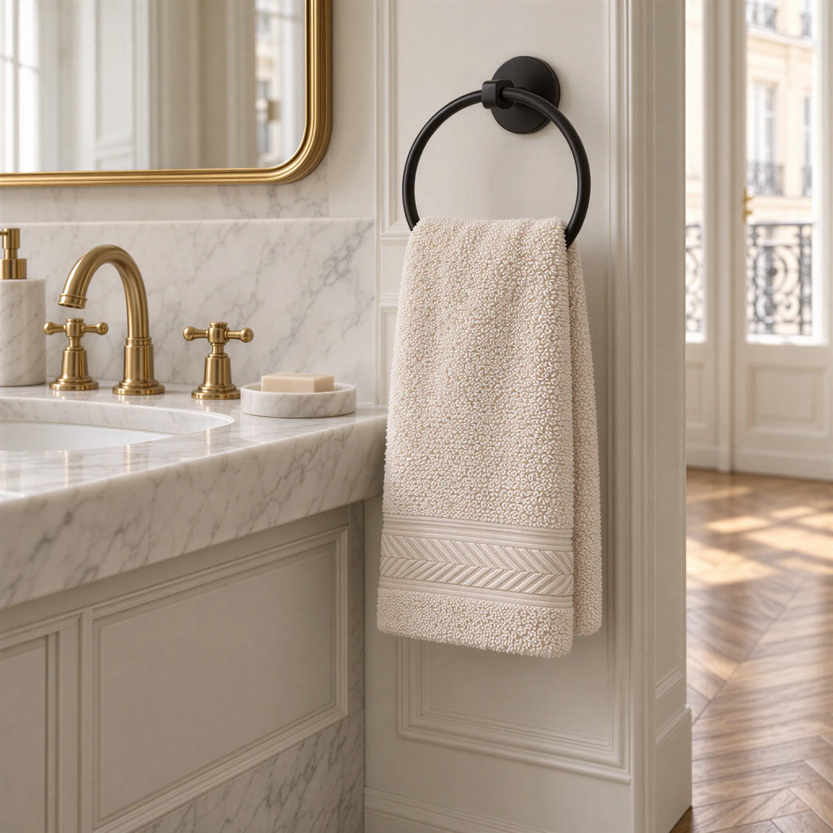 Gästetuch Creme-Beige aus Walkfrottee – Ambiente im Bad