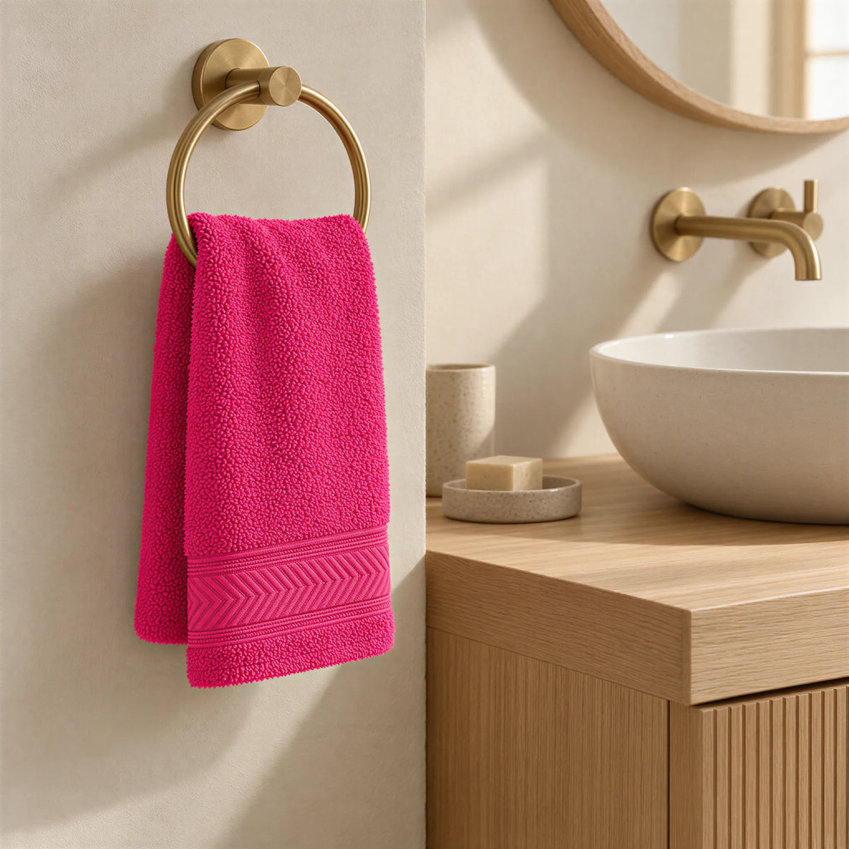 Gästetuch Pink aus Walkfrottee – Ambiente im Bad