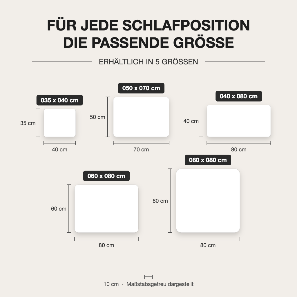 Kochfestes Kopfkissen mit Reißverschluss – verfügbare Größen