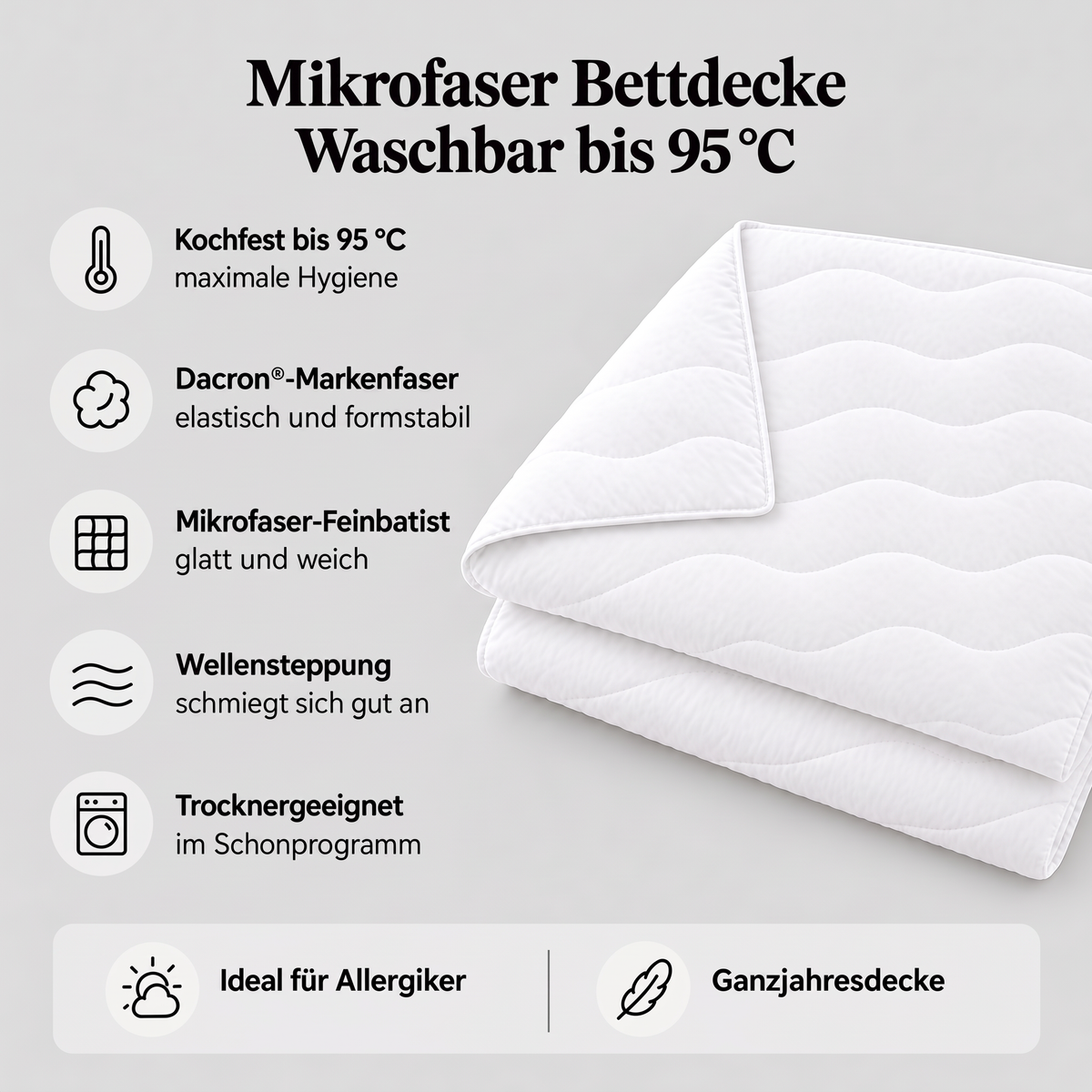 Eigenschaften der Mikrofaser Bettdecke mit Dacron®-Faser