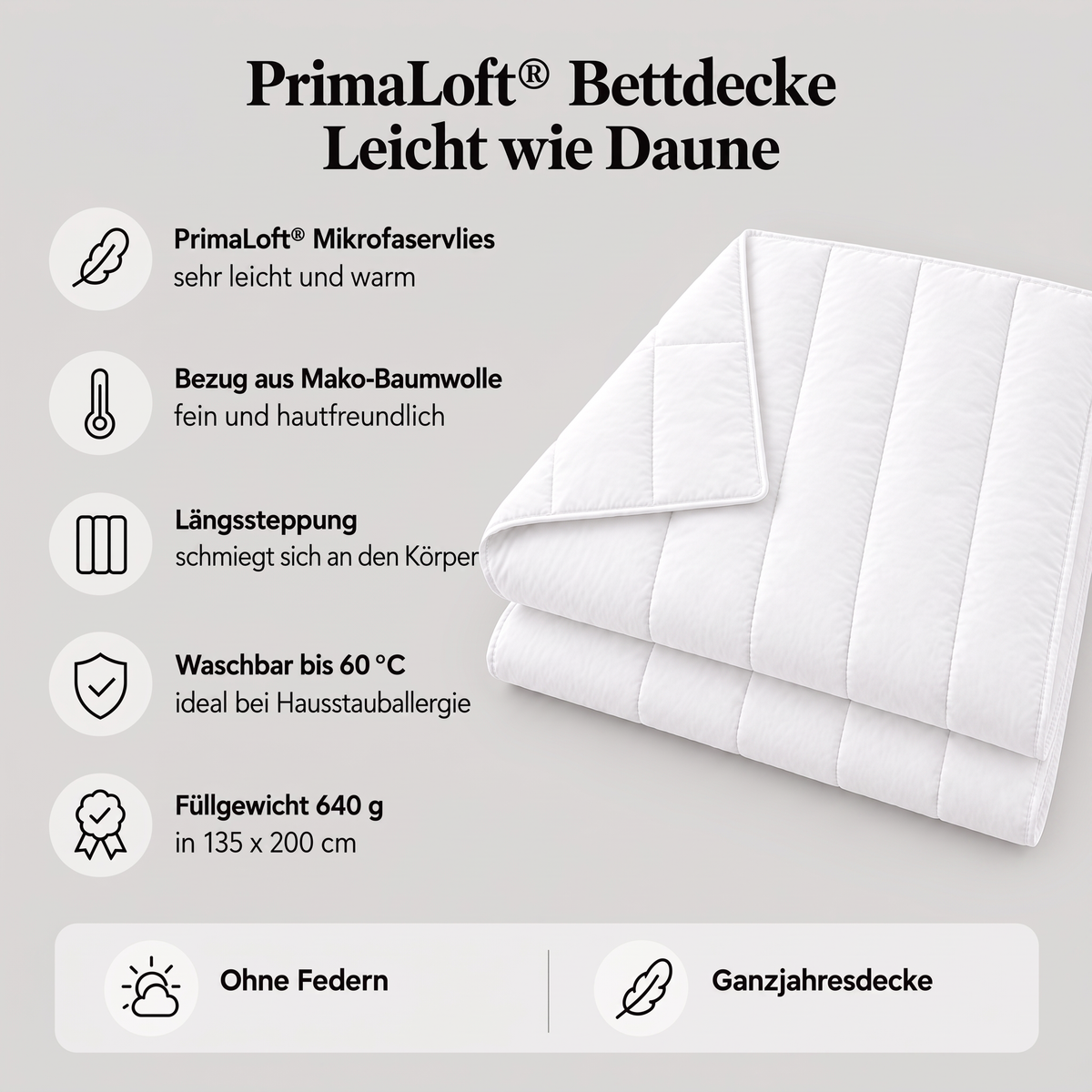 Eigenschaften der PrimaLoft® Bettdecke
