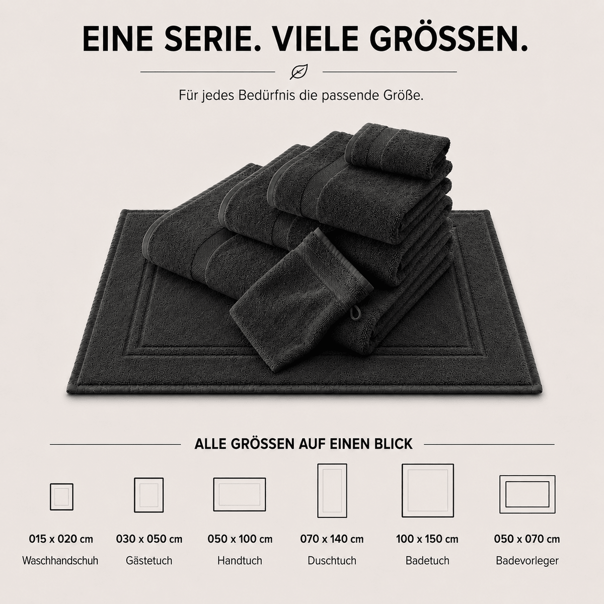 Rutschfeste Badematte anthrazit-schwarz in Hotelqualität
