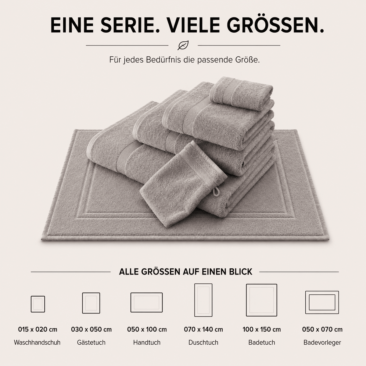 Rutschfeste Badematte grau in Hotelqualität