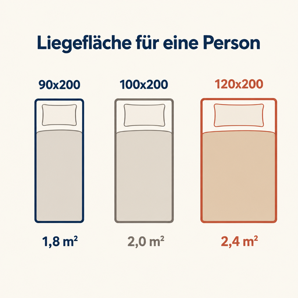 Grafik: 120x200 Spannbettlaken im Breitenvergleich mit 90x200 und 100x200