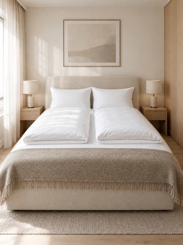 160x200 Spannbettlaken auf einem Bett für zwei Personen