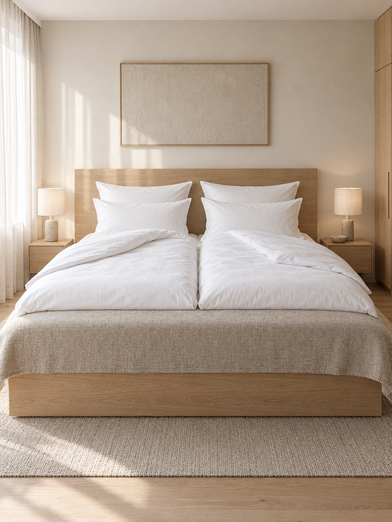 220x240 Bettwäsche oder zwei Einzeldecken auf einem großen Bett