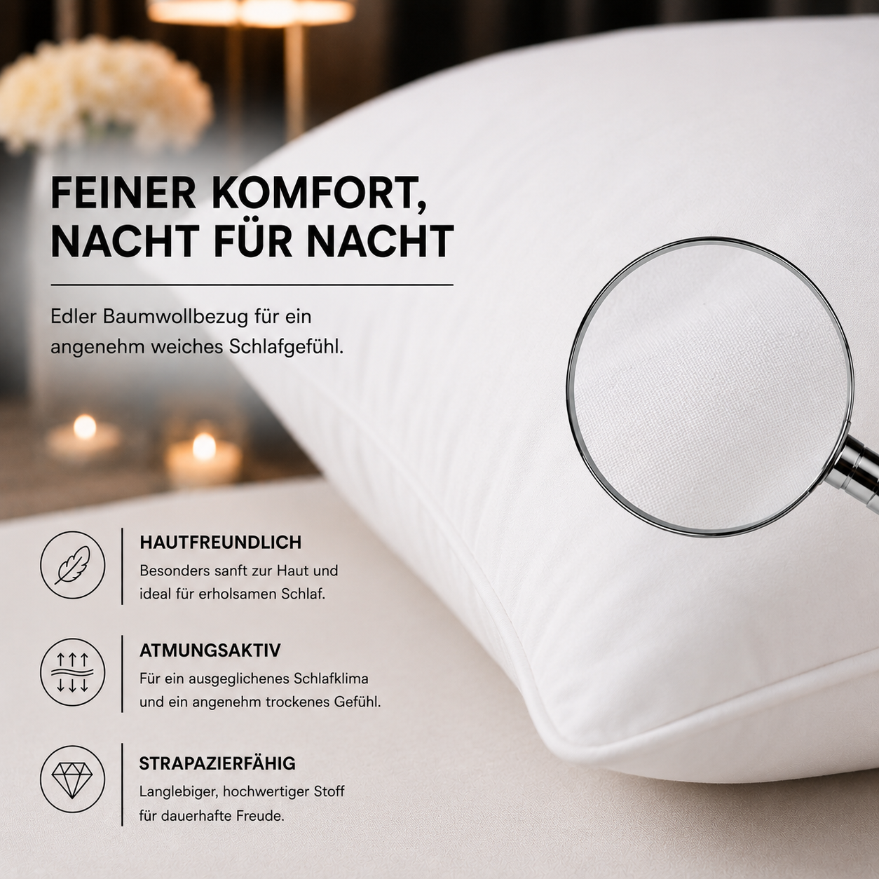 3 Kammer Daunen Federn Kopfkissen