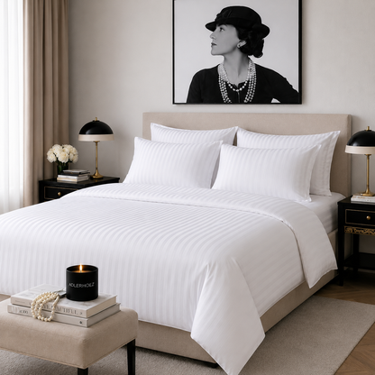 Bettwäsche 140x200 Baumwolle weiß Luxus Hotelqualität