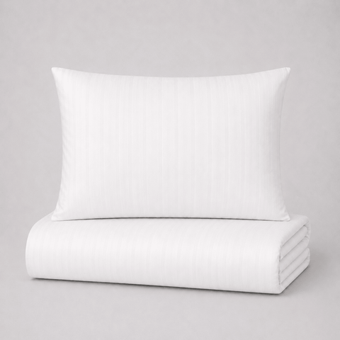 Weißes Mako-Satin-Set mit Hotelverschluss – 140x220