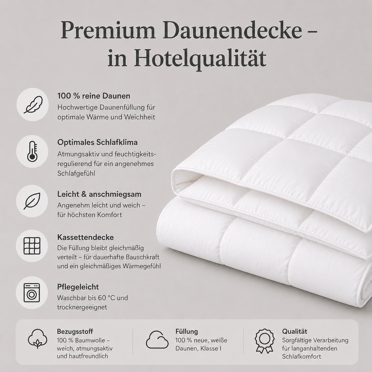 Daunendecke in Hotelqualität