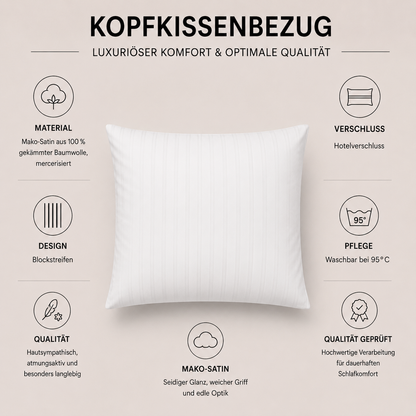 Kopfkissenbezug Mako Satin weiss