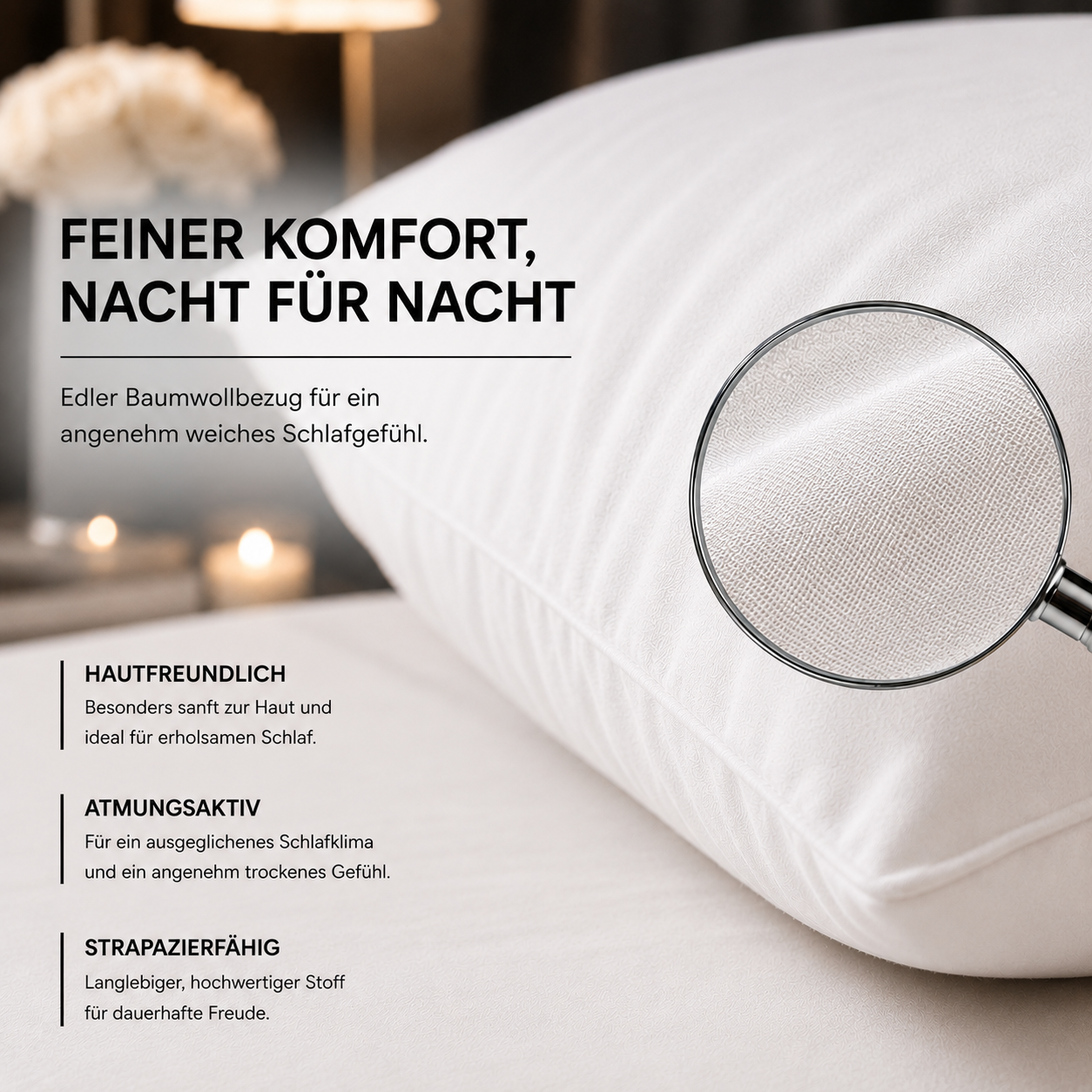Premium Entenfedern Kopfkissen in Hotelqualität