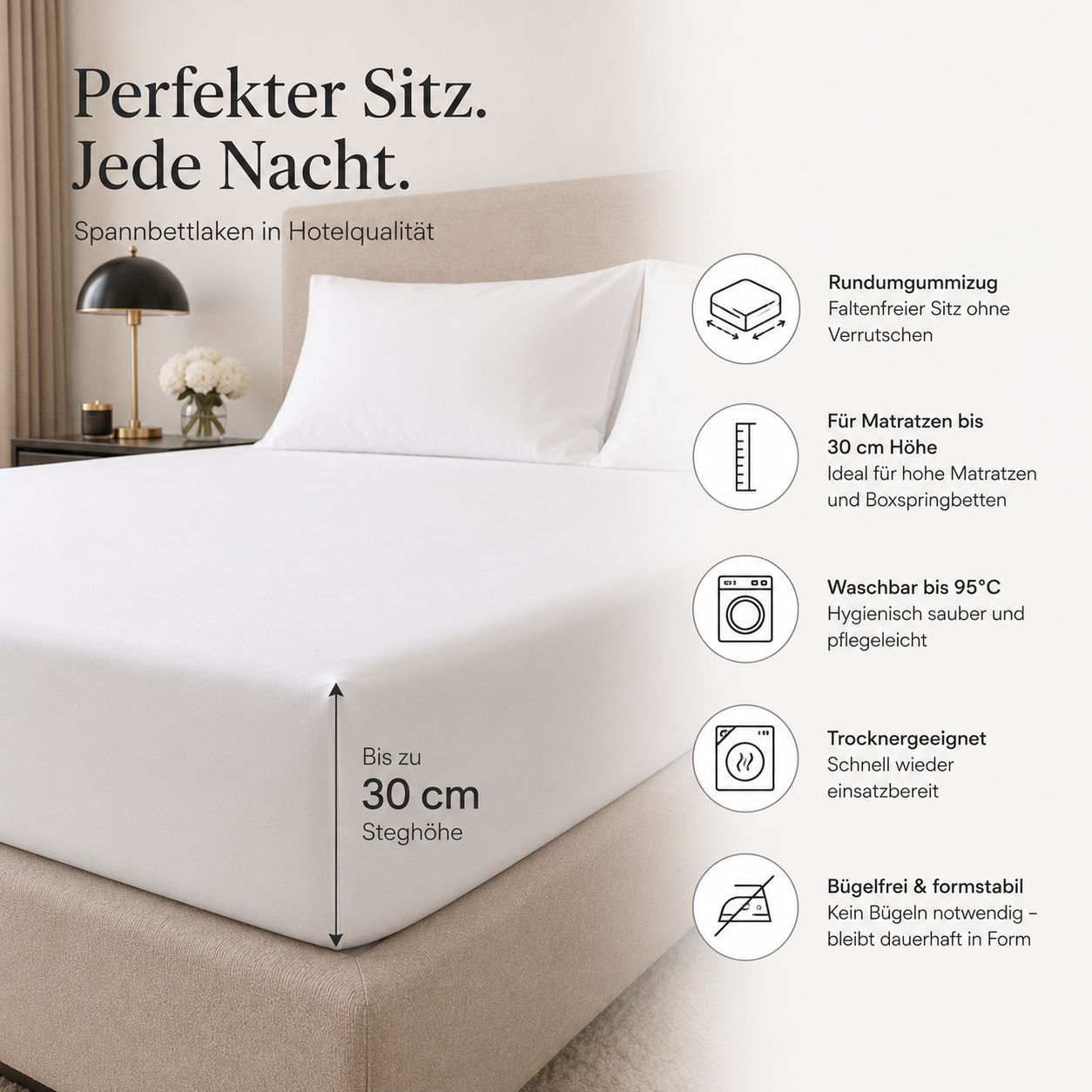 Luxuriöse Spannbettlaken in Hotelqualität