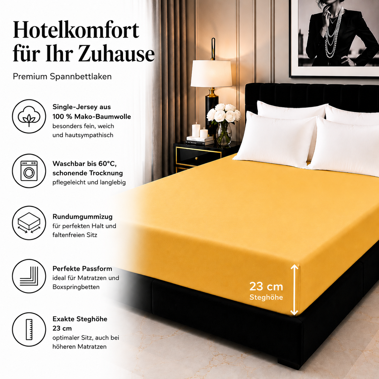 Spannbettlaken_Topper_Baumwolle_gelb_23cm