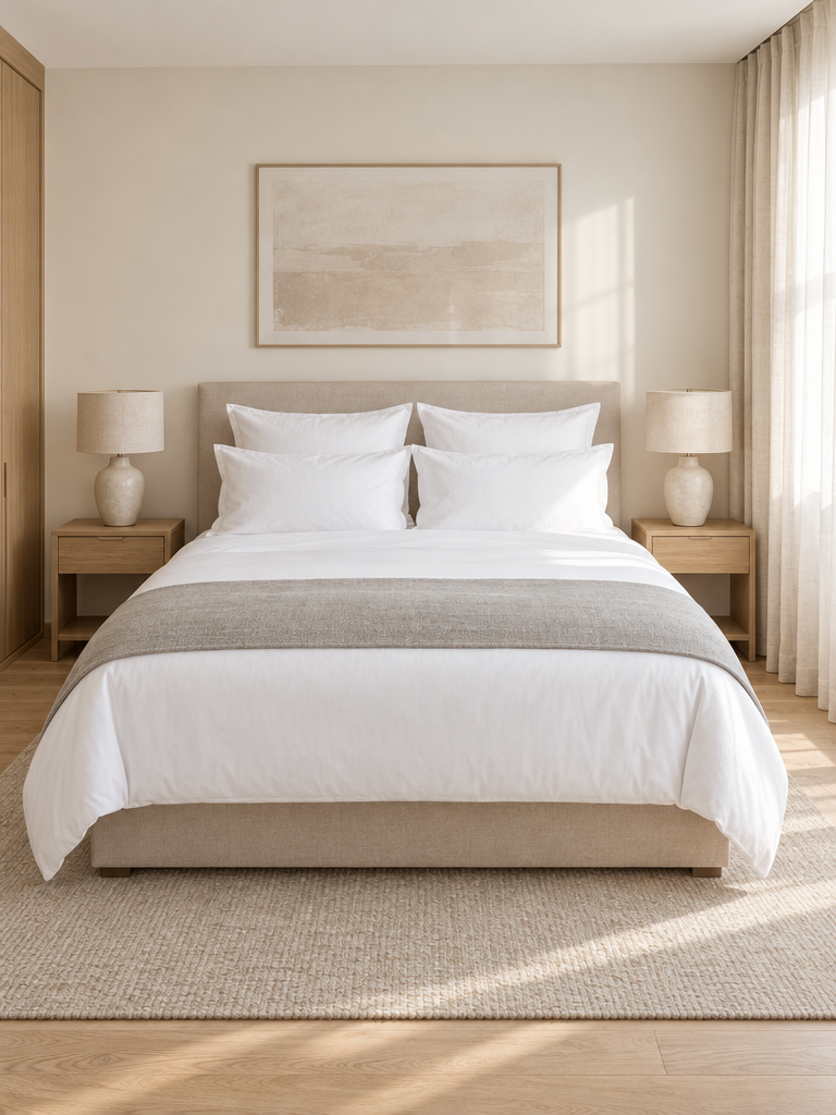 Allergiker Kissen in Hotelqualität auf einem Doppelbett im Apartment