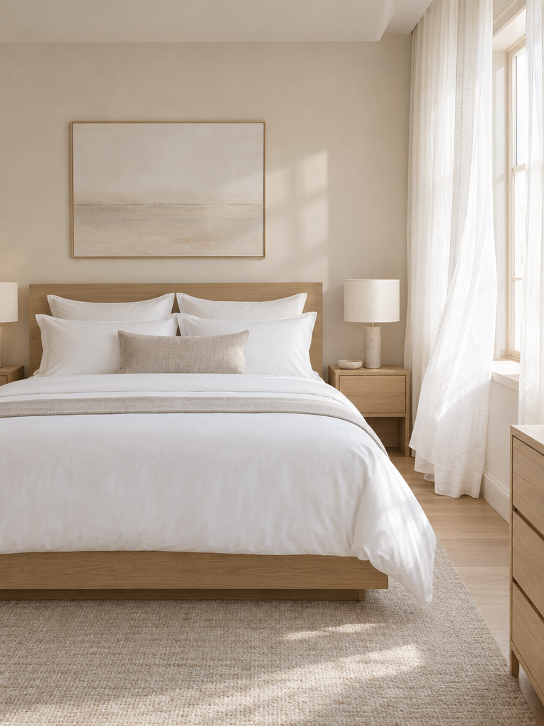 Allergikerfreundliches Bett mit waschbaren Kissen und Bettdecke