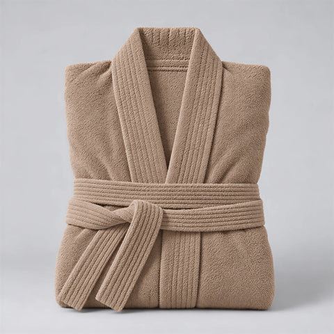 Bademantel cappuccino braun aus Walkfrottee in Kimono-Form