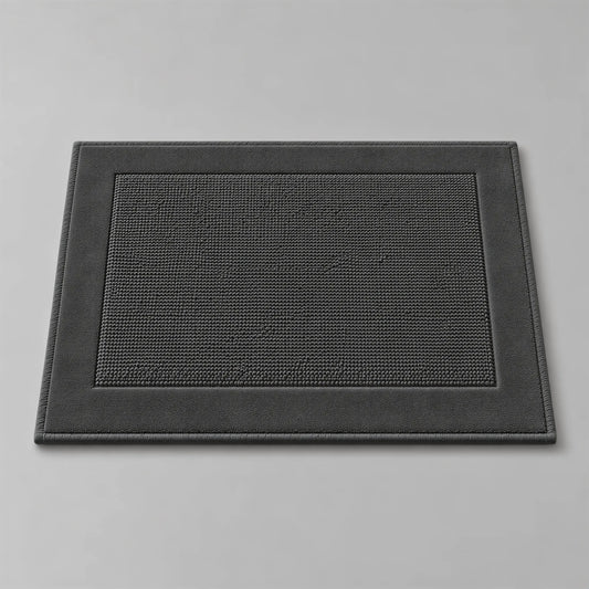 Badematte anthrazit dunkelgrau aus Zwirnfrottee, 50 x 70 cm, flach liegend auf hellgrauem Hintergrund