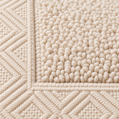 Nahaufnahme der Frottee-Schlingen – Badematte creme beige