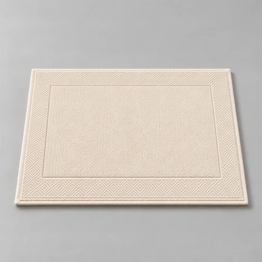Badematte creme beige aus Zwirnfrottee, 50 x 70 cm, gefaltet auf hellgrauem Hintergrund