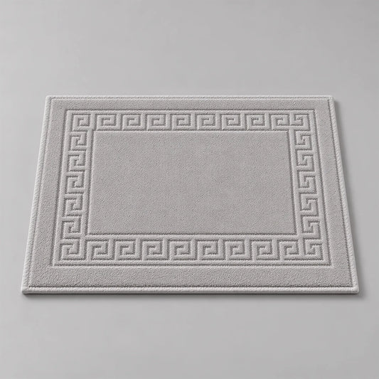 Badematte grau aus Zwirnfrottee, 50 x 70 cm, flach liegend auf hellgrauem Hintergrund