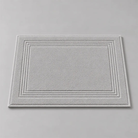 Badematte grau aus Zwirnfrottee, 50 x 70 cm, flach liegend auf hellgrauem Hintergrund
