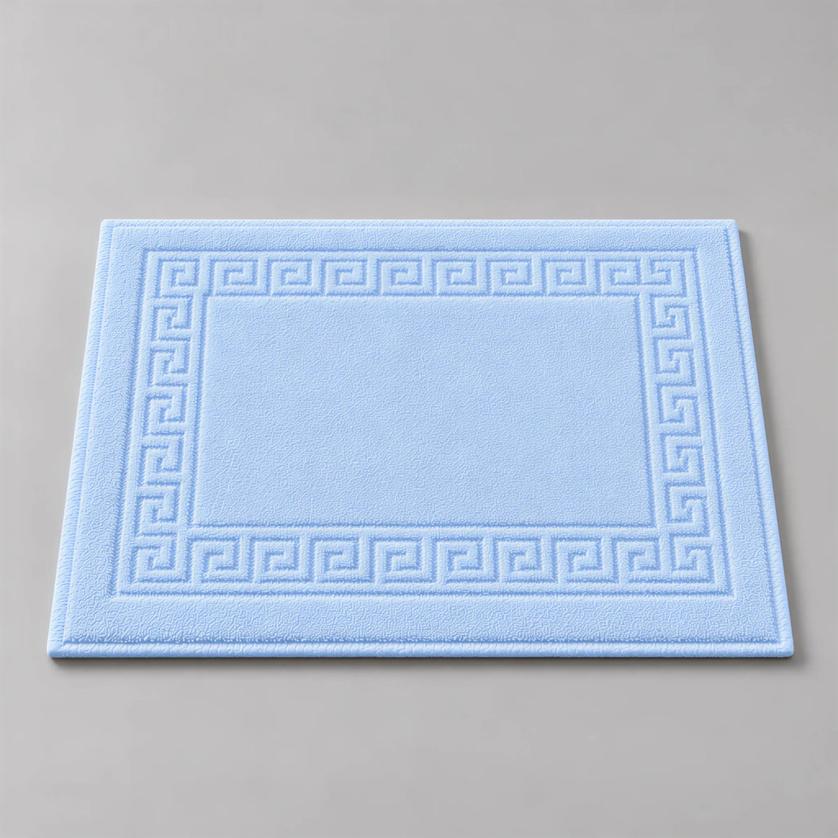 Badematte hellblau aus Zwirnfrottee, 50 x 70 cm, flach liegend auf hellgrauem Hintergrund