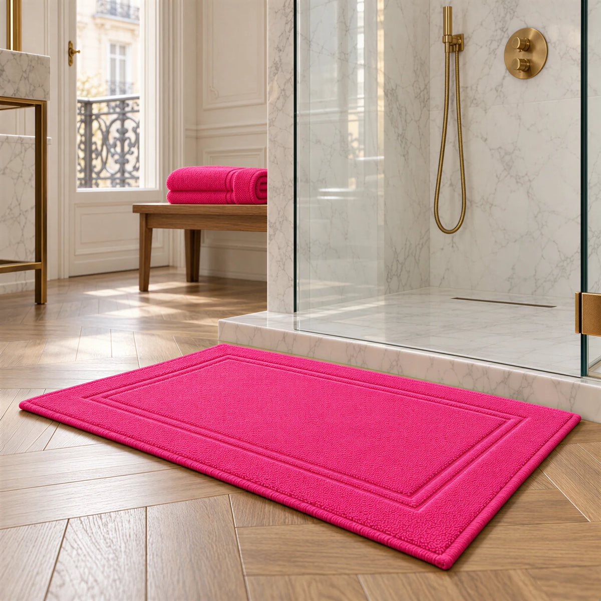Badvorleger Pink aus Walkfrottee – Ambiente im Bad