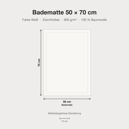 Maßstabsgetreue Größen-Infografik: Badematte 50 x 70 cm in weiß
