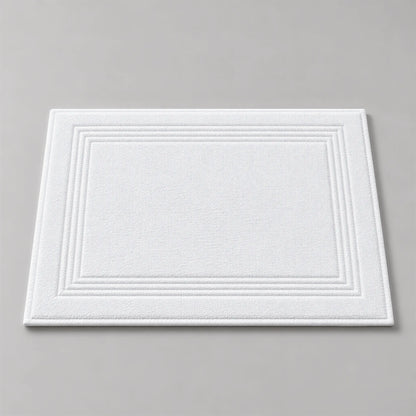 Badematte weiß aus Zwirnfrottee, 50 x 70 cm, flach liegend auf hellgrauem Hintergrund