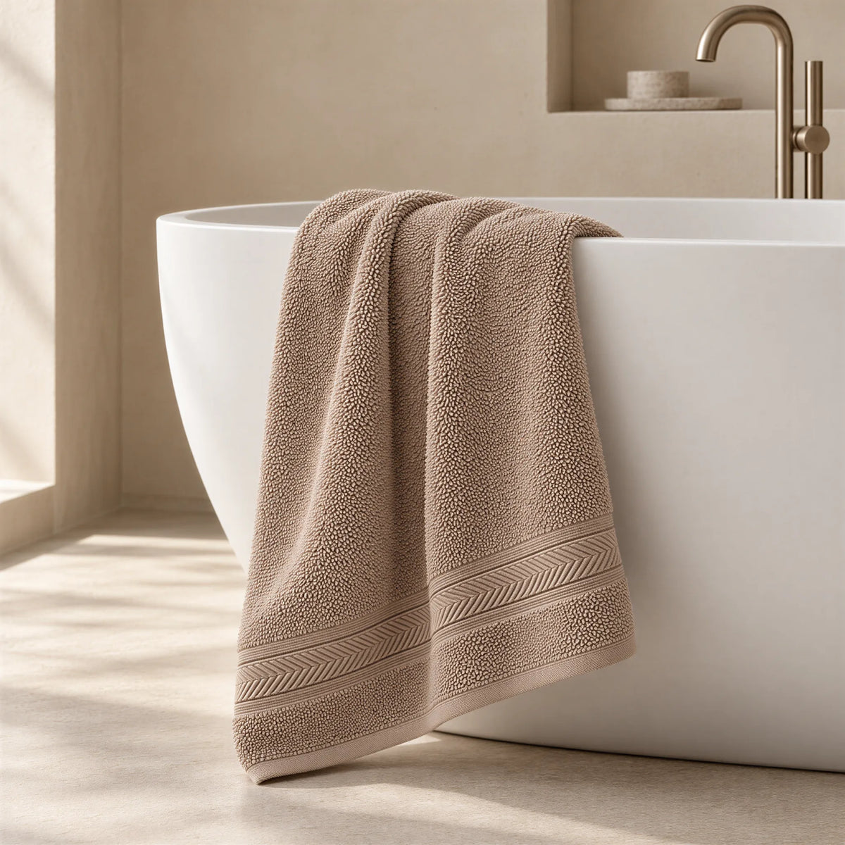 Badetuch Cappuccino-Braun aus Walkfrottee – Ambiente im Bad