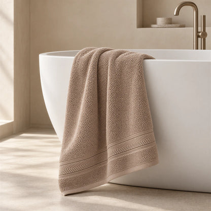 Badetuch Cappuccino-Braun aus Walkfrottee – Ambiente im Bad