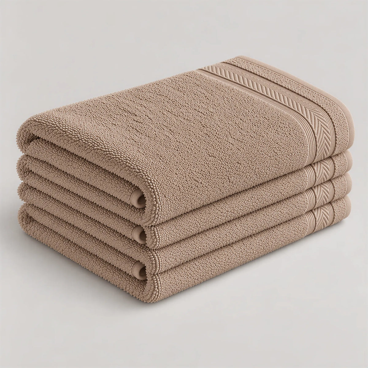 Badetuch Cappuccino-Braun aus Walkfrottee, 100 x 150 cm, gefaltet auf hellgrauem Hintergrund