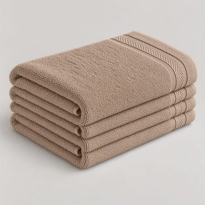 Badetuch Cappuccino-Braun aus Walkfrottee, 100 x 150 cm, gefaltet auf hellgrauem Hintergrund