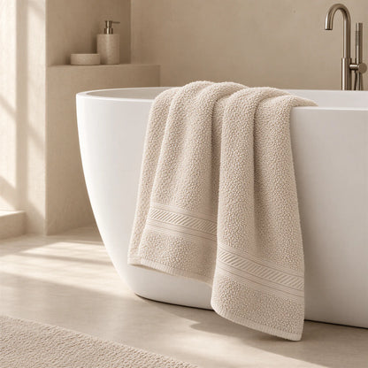 Badetuch Creme-Beige aus Walkfrottee – Ambiente im Bad