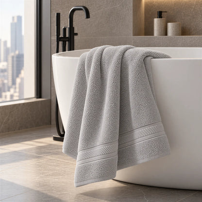 Badetuch Grau aus Walkfrottee – Ambiente im Bad