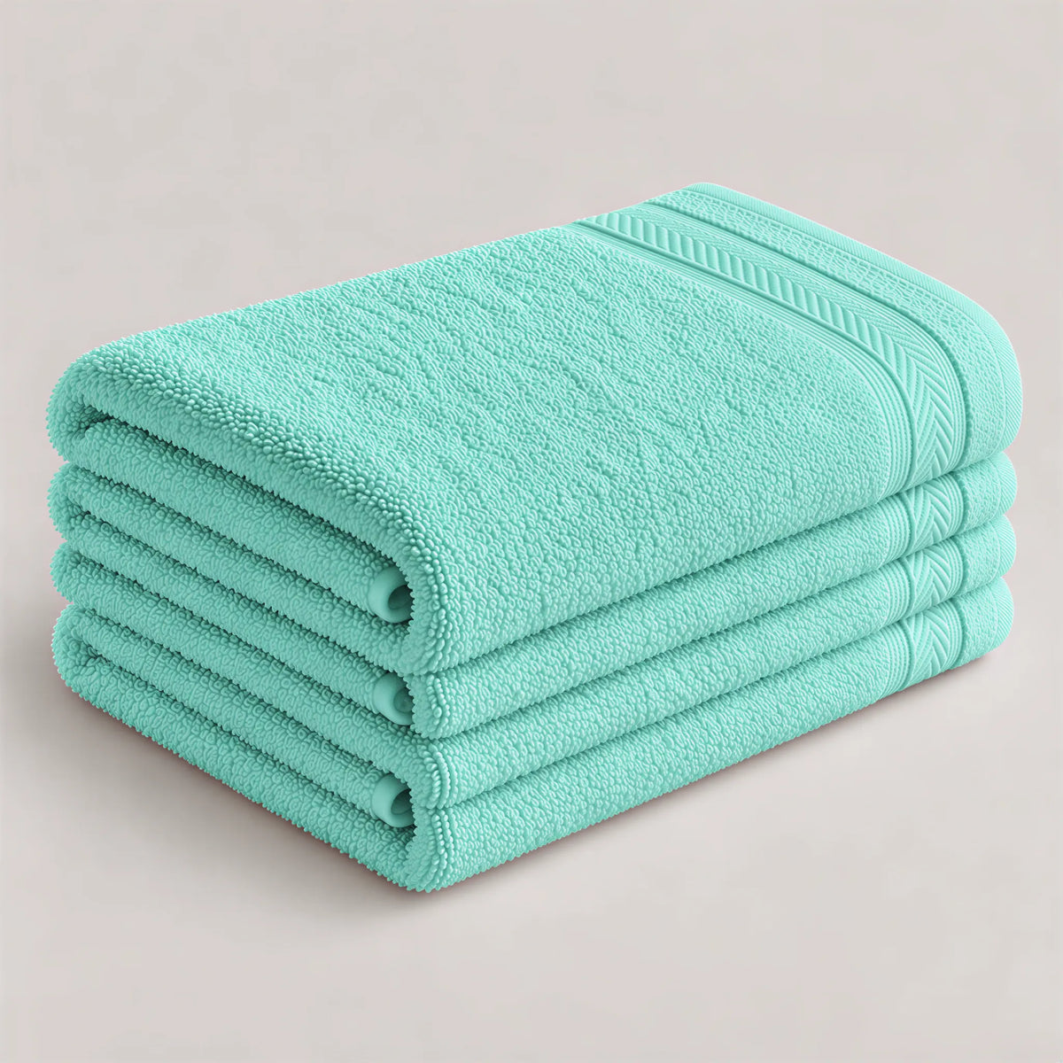 Badetuch Mint aus Walkfrottee, 100 x 150 cm, gefaltet auf hellgrauem Hintergrund