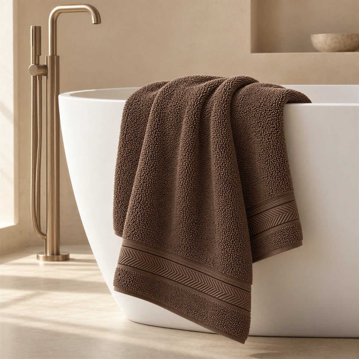 Badetuch Mocca aus Walkfrottee – Ambiente im Bad