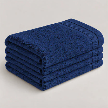 Badetuch Navy aus Walkfrottee, 100 x 150 cm, gefaltet auf hellgrauem Hintergrund