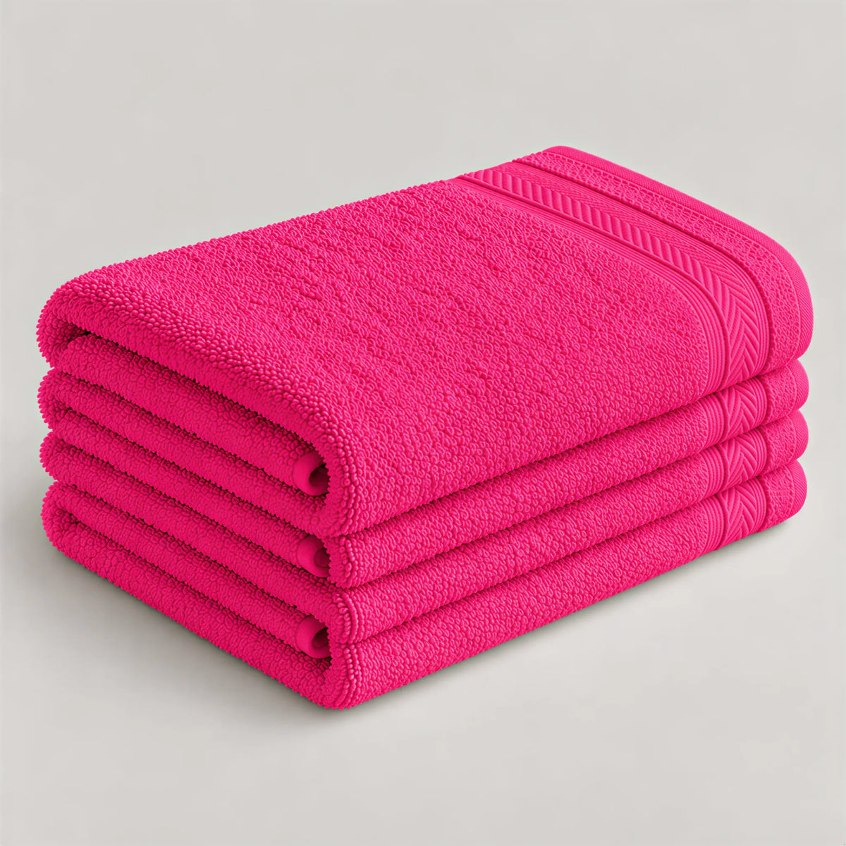 Badetuch Pink aus Walkfrottee, 100 x 150 cm, gefaltet auf hellgrauem Hintergrund