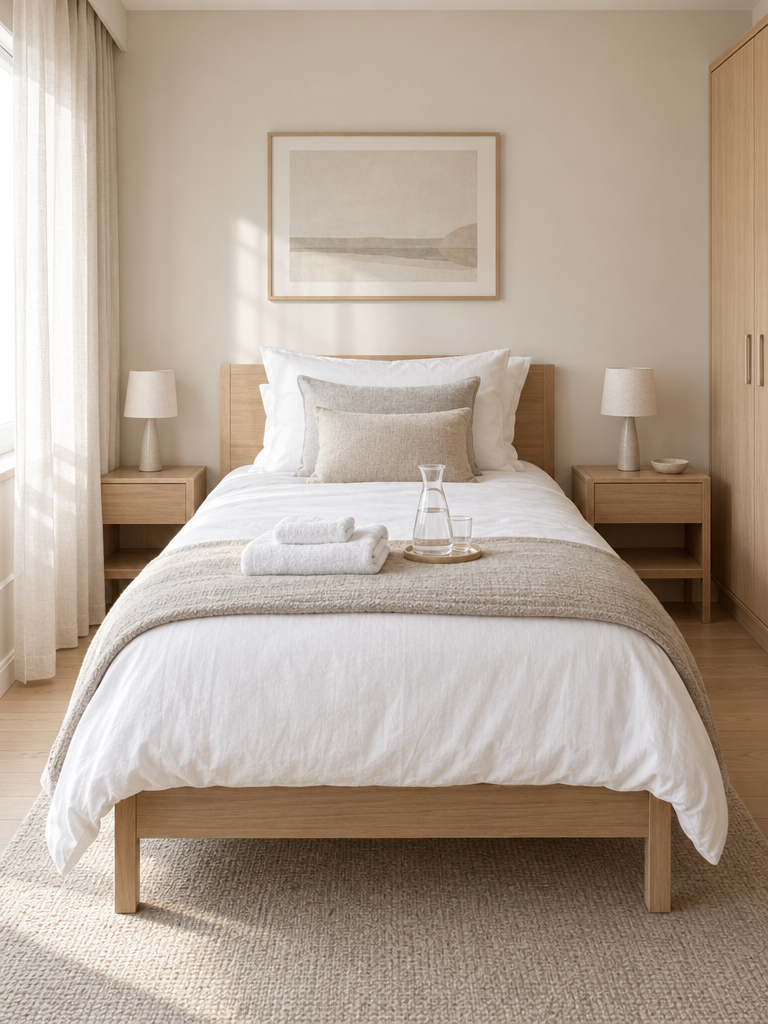 Bett 120x200 als Gästebett mit frischer Bettwäsche